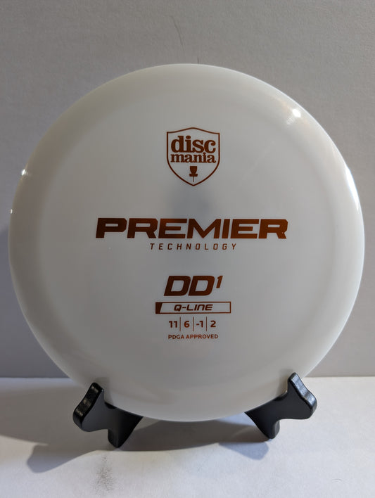 Discmania disc golf disc on a stand with 'Premier Technology' and 'DD1' text.
