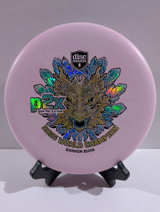 Pink p2x disc with gold tricolor dragon stamp