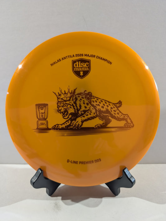 orange disc with a orange cat design on a white background