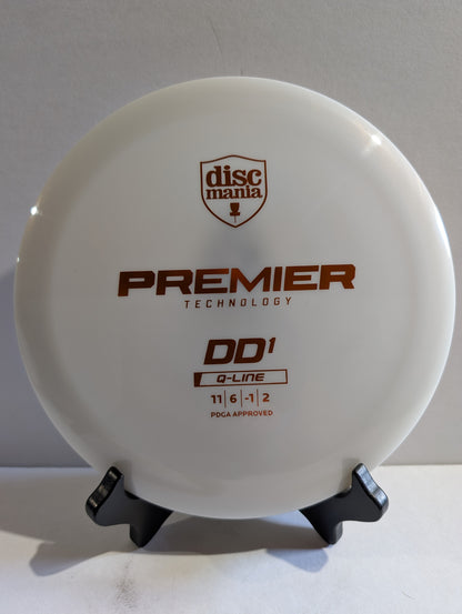 Discmania DD1 disc golf disc on a stand with a white background