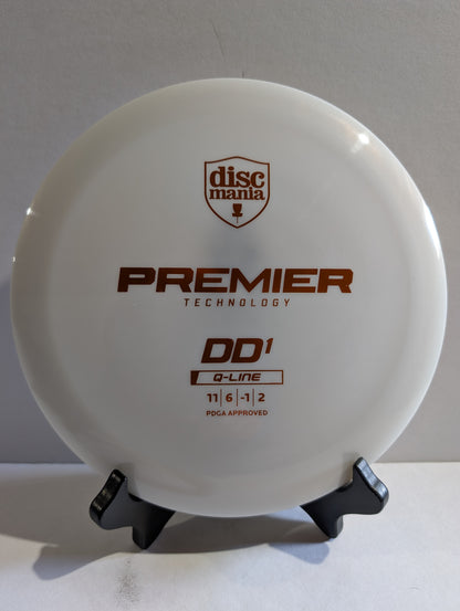 Discmania disc golf disc on a stand with 'Premier Technology' and 'DD1' text.