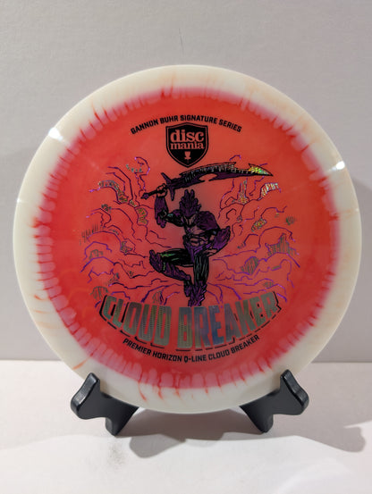 Discmania Cloud Breaker disc golf disc on a stand with a white background