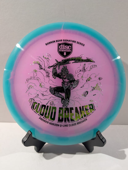Discmania Cloud Breaker disc golf disc on a stand with a white background