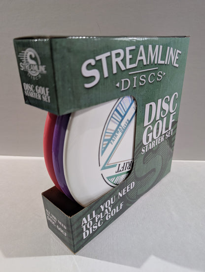 Streamline Discs disc golf starter set packaging on a white background